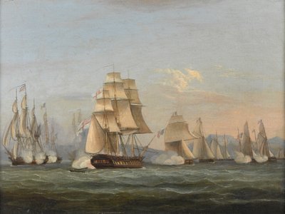 HMS Spartan & French Frigates: Beginning of the Action, 3rd May 1810 (Bay of Naples) by Thomas Luny
