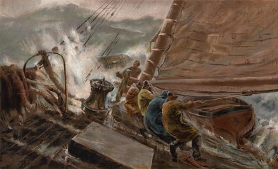 A Moment of Peril by Thomas Marie Madawaska (after) Hemy