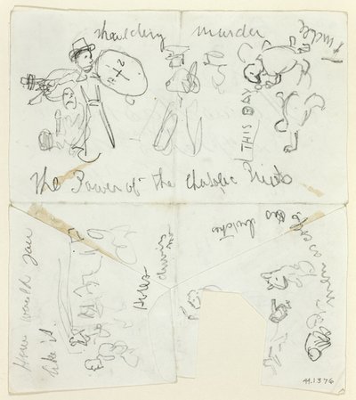 Sheet of Sketches: The Power of the Catholic Priests (recto); Sheet of Sketches (verso) by Thomas Nast