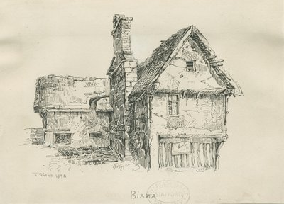 Eccleshall - Biana Hall (pen and ink drawing), 1833 by Thomas Peploe Wood