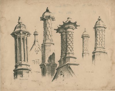 Thickbroom Hall ["Manley Hall"] - Finials and Chimneys by Thomas Peploe Wood