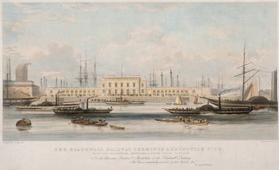 The Blackwall Railway Terminus and Brunswick Pier, Blackwall, Poplar, London by Thomas Picken