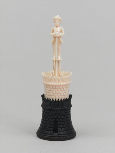 Black rook, chess piece, India by Thomas Robert Way