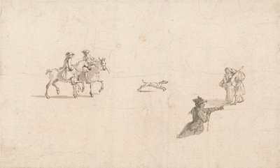 Riders, Figures and a Dog by Thomas Ross