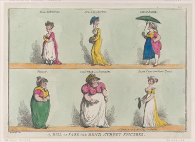 A Bill of Fare for Bond Street Epicures!! by Thomas Rowlandson