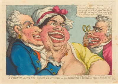 A French Dentist Showing a Specimen of his Artificial Teeth and False Palates by Thomas Rowlandson