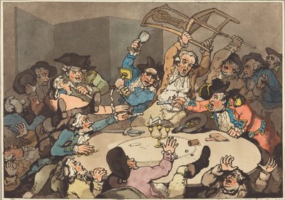 A Kick-up at a Hazard Table, Published 1787 by Thomas Rowlandson