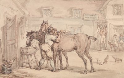 A Livery Stable by Thomas Rowlandson