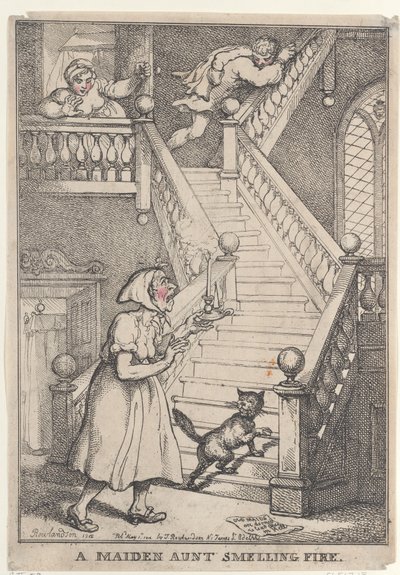 A Maiden Aunt Smelling Fire by Thomas Rowlandson