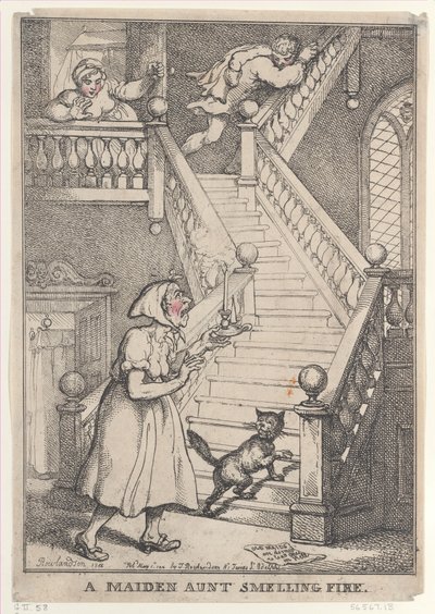 A Maiden Aunt Smelling Fire, [May 1, 1806], reissued May 1, 1812 by Thomas Rowlandson