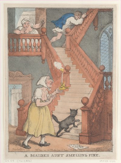 A Maiden Aunt Smelling Fire by Thomas Rowlandson