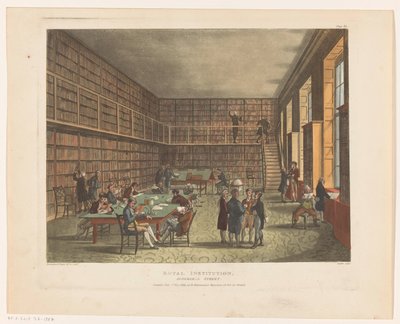 Library of the Royal Institution in London by Thomas Rowlandson