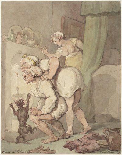 Blowing Out the Rush Light by Thomas Rowlandson