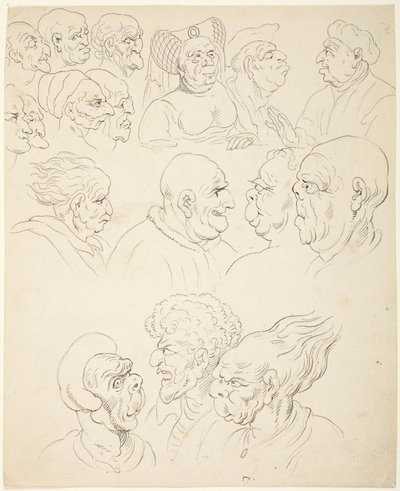 Caricature Heads by Thomas Rowlandson