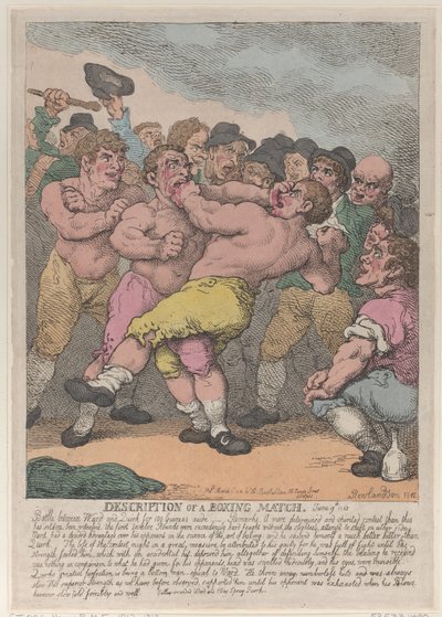 Description of a Boxing Match between Ward and Quirk for 100 Guineas a side by Thomas Rowlandson