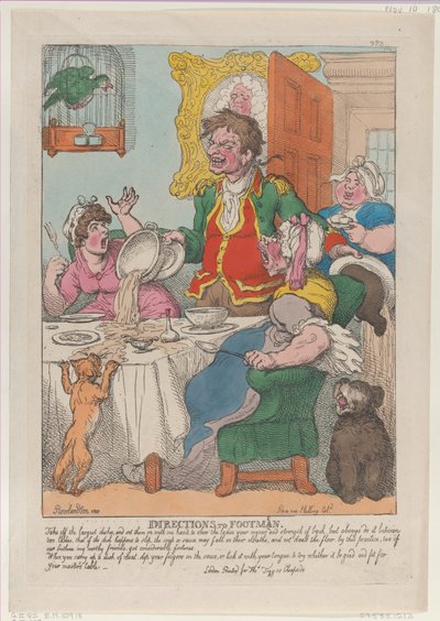 Directions to Footmen, November 10, 1807 by Thomas Rowlandson