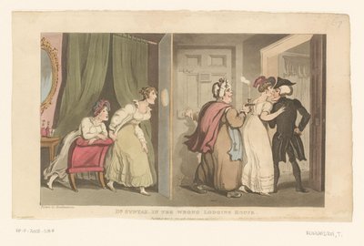 Doctor Syntax Led Through a Door by Two Women by Thomas Rowlandson