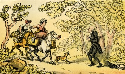 Dr Syntax Bound to a Tree by Highwaymen by Thomas Rowlandson