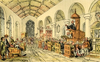 Dr Syntax preaching by Thomas Rowlandson