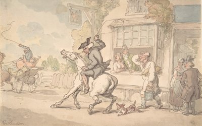 Dr. Syntax with a Balky Horse Before an Inn by Thomas Rowlandson