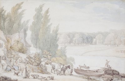 Farmstead on the Bank of a River by Thomas Rowlandson
