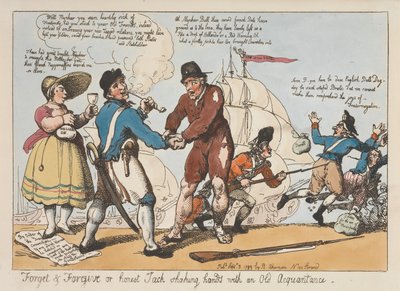 Forget and Forgive or Honest Jack Shaking Hands with an Old Acquaintance by Thomas Rowlandson