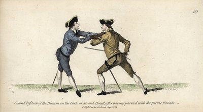 Gentleman Fencer in the Second Position of the Disarm on the Carte or Second Thrust, After the Prime Parade Parry by Thomas Rowlandson