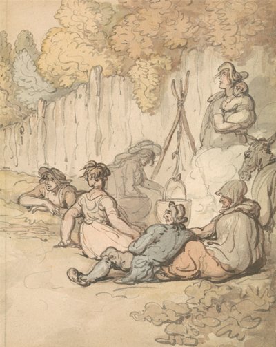 Gypsies Cooking on an Open Fire by Thomas Rowlandson