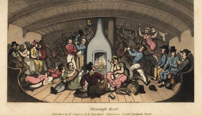Johnny Carousing with Sailors, Slopmen, Crimps, Mudlarkers, Bawds, and Pimps in a Cabin on the Sheerness Boat by Thomas Rowlandson