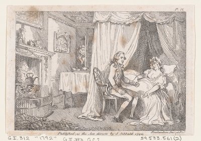 Lady Booby attempts to seduce the immaculate Joseph, from The Adventures of Joseph Andrew by Thomas Rowlandson