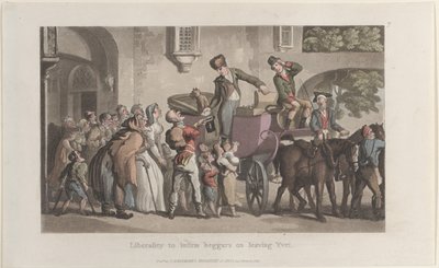 Liberality to infirm beggars on leaving Yrvi, from Journal of Sentimental Travels by Thomas Rowlandson