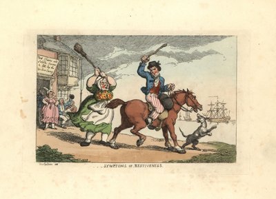 Man Beating a Stubborn Horse with a Cudgel, While the Owner Watches by Thomas Rowlandson