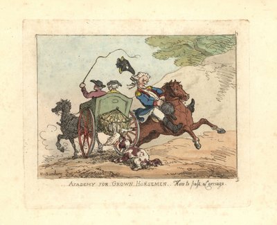 Man Losing Control of His Mount While Passing a Carriage by Thomas Rowlandson