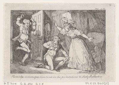 Partridge Interrupts Tom Jones in his Protestations to Lady Bellaston, from The History of Tom Jones by Thomas Rowlandson