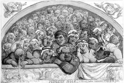 Pigeon Hole - A Convent Garden Contrivance to Coop Up the Gods by Thomas Rowlandson