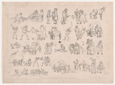 Plate 4, Outlines of Figures, Landscapes and Cattle...for the Use of Learners by Thomas Rowlandson