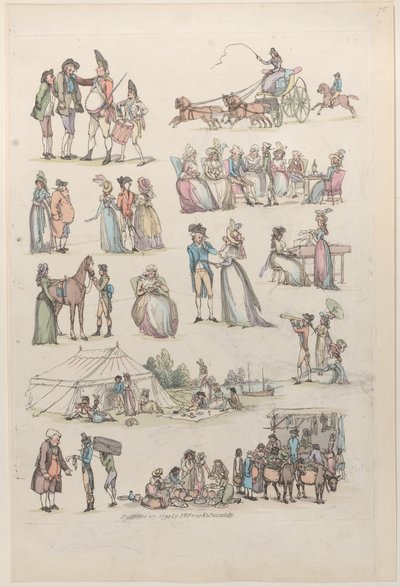 Plate 7, Outlines of Figures, Landscapes and Cattle for the Use of Learners by Thomas Rowlandson