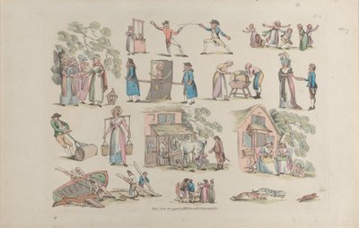 Plate 8, Outlines of Figures, Landscapes and Cattle for the Use of Learners by Thomas Rowlandson