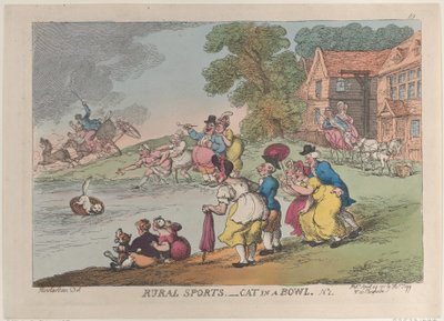 Rural Sports: Cat in a Bowl, April 24, 1811 by Thomas Rowlandson