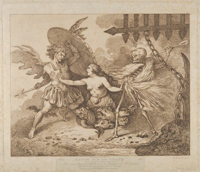Satan, Sin and Death Paradise Lost, Book the 2nd, after 1790 by Thomas Rowlandson