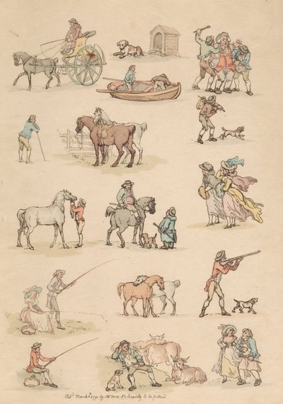 Set of Sixteen: Outlines of Figures and Landscapes by Thomas Rowlandson