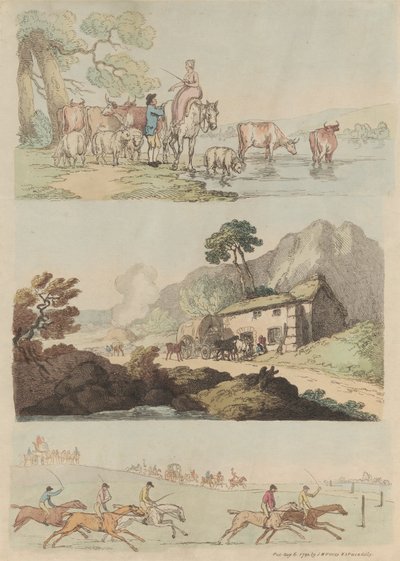 Set of Sixteen: Outlines of Figures and Landscapes by Thomas Rowlandson