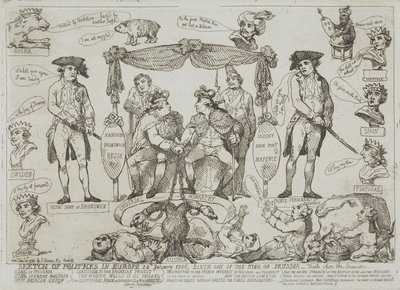 Sketch of Politics in Europe, January 24, 1786 - Birthday of the King of Prussia by Thomas Rowlandson