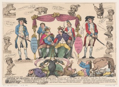 Sketch of Politiks in Europe, Birthday of the King of Prussia, February 10, 1786 by Thomas Rowlandson