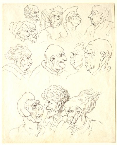 Studies of Grotesque Heads by Thomas Rowlandson