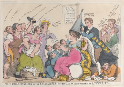 The Chance Seller of the Exchequer Putting an Extinguisher on Lotteries, September 18, 1823 by Thomas Rowlandson
