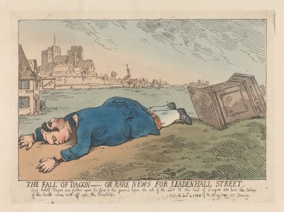The Fall of Dagon or Rare News for Leadenhall Street by Thomas Rowlandson