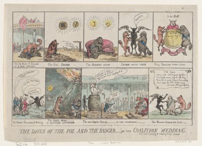 The Loves of the Fox and The Badger, or The Coalition Wedding by Thomas Rowlandson
