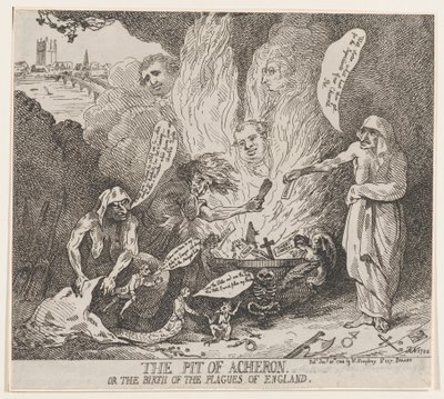The Pit of Acheron or The Birth of the Plagues of England by Thomas Rowlandson