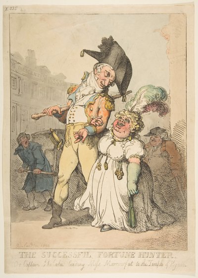 The Successful Fortune Hunter, or Captain Shelalee Leading Miss Marrowfat to the Temple of Hymen by Thomas Rowlandson